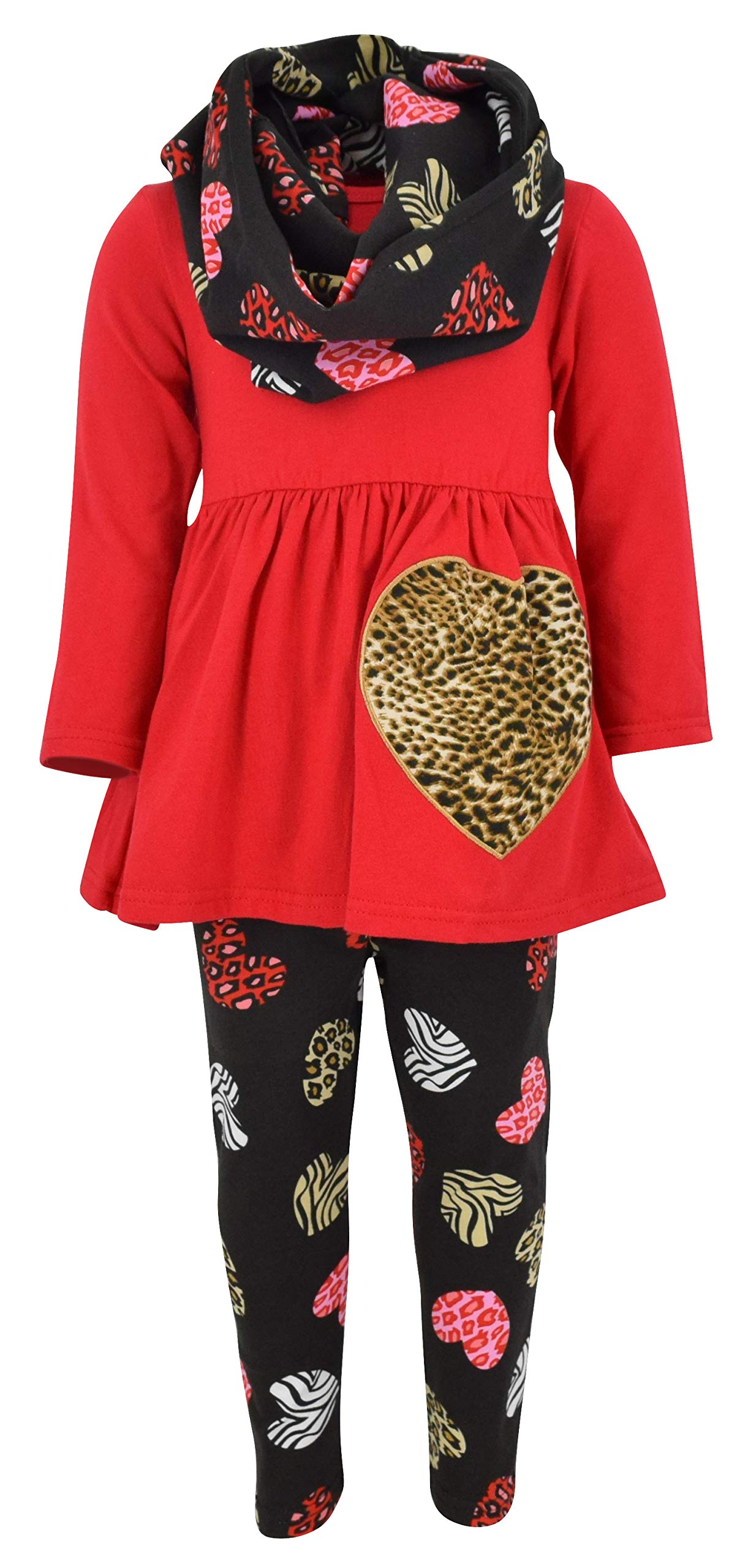 Unique Baby Girls Valentines Day Toddler Animal Print Hearts Legging Set Outfit (8 Years, Red)