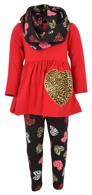 Unique Baby Girls Valentines Day Toddler Animal Print Hearts Legging Set Outfit (9 Years, Red)