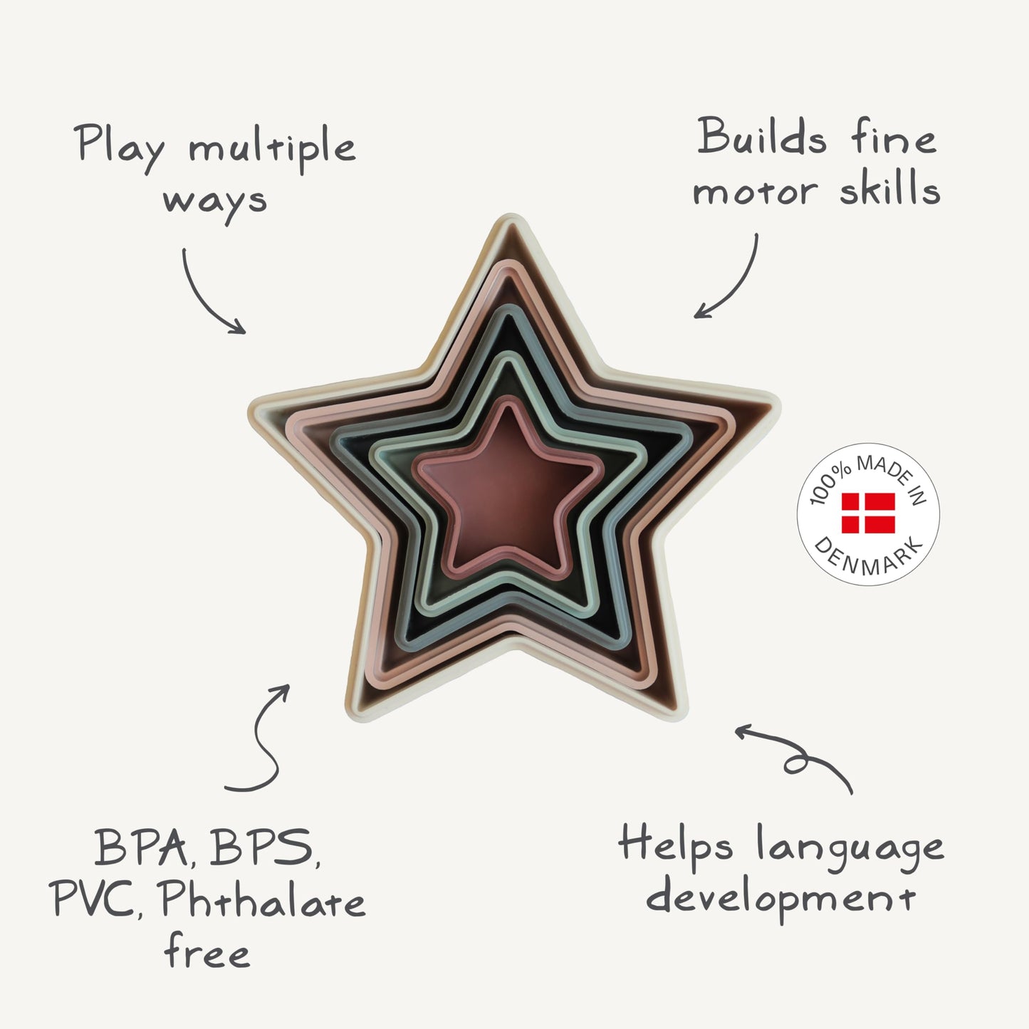 mushie Nesting Stars Toy | Made in Denmark (Original)