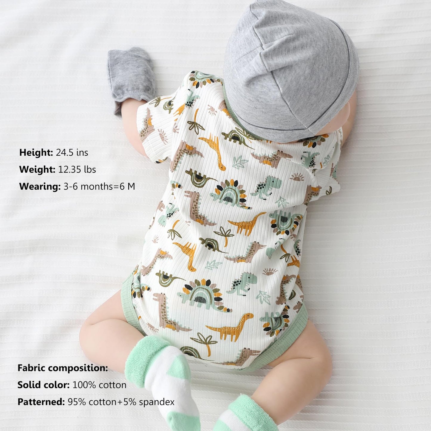 Mamimaka Baby Boys Girls Bodysuits Green Cotton One-Piece Vest,3-6 Months