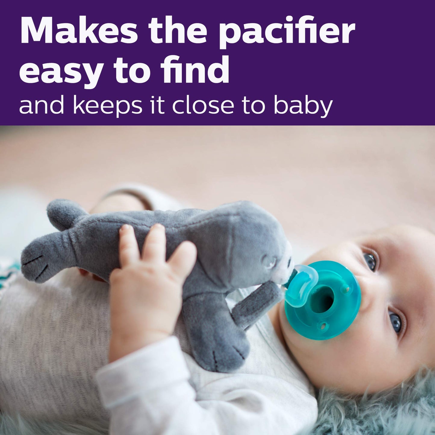 Philips Avent Soothie Snuggle Pacifier Holder With Detachable Pacifier, Sloth, 0M+, Scf347/07