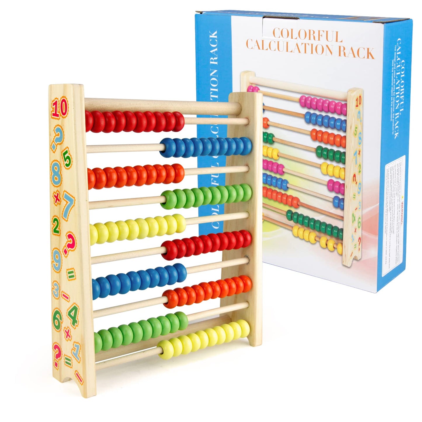 Sealive Classic Wooden Abacus for Kids Math, Educational Counting Toy with 100 Beads, 123 Learning Number Abacus for Toddler, Ma
