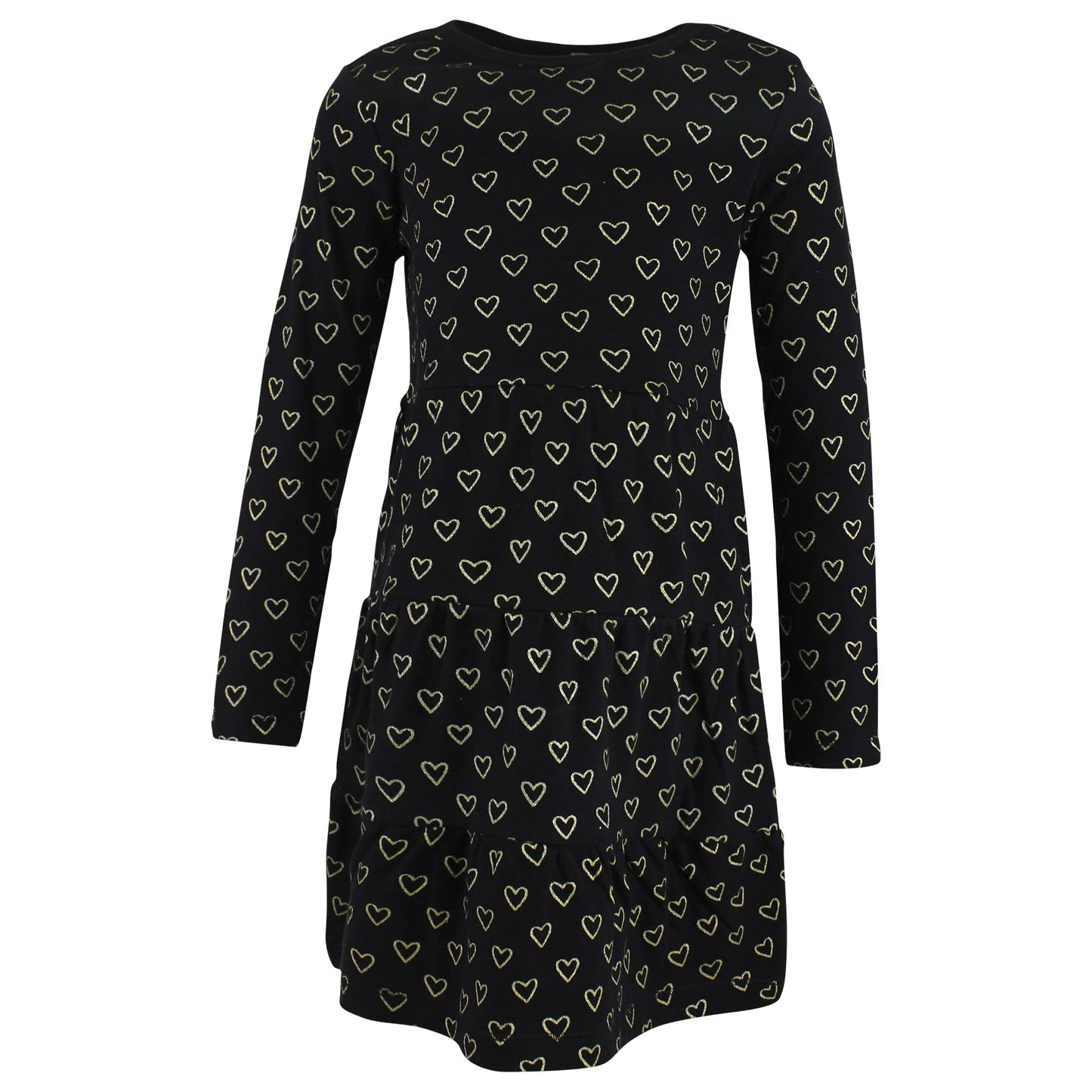 Hudson Baby Infant And Toddler Girl Cotton Dresses, Leopard Gold Heart, 0-3 Months