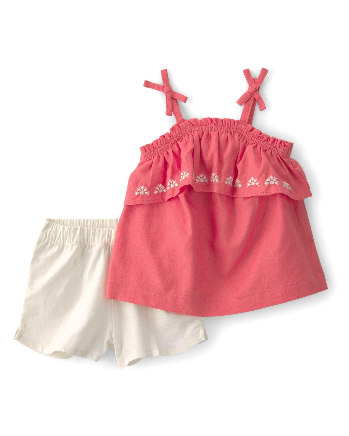 CarterS Baby Girl 2Piece Linen Sleeveless Top And Shorts Set | Breathable Summer Outfit For Baby Girls | Comfortable Casual Se