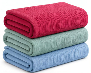 Varniya Lifestyles | 100% Organic Crinkled Muslin Cotton Baby Swaddle  UltraSoft, Hypoallergenic | 120100 cm | Cranberry,Mint,