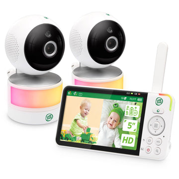 Leapfrog Lf915-2Hd Baby Monitor, 2 Cameras, 5    720P Screen, 360 Pan-Tilt-Zoom, Color Night Vision, Night Light, Two-Way Interc