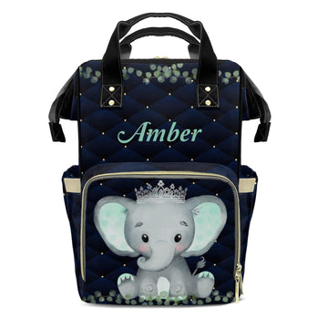 XOZOTY Cute Elephant Leaf Diaper Bags Backpack with Name Personalized Baby Bag Nursing Nappy Bag Travel Tote Bag Gifts