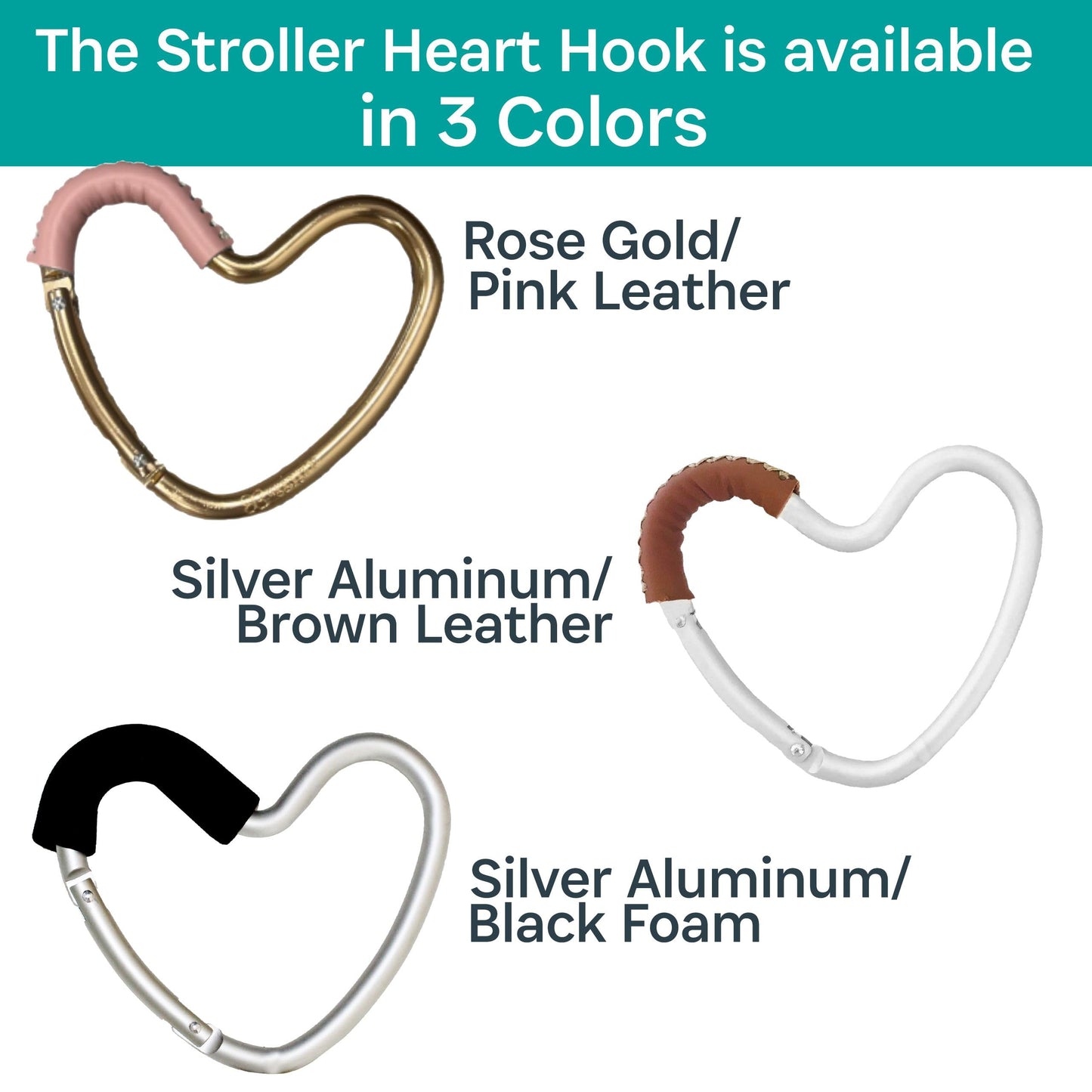 BUGGY HEART HOOK by BUGGYGEAR - The Perfect Way to Carry Your Baby Diaper Bag - Use Buggy Gear Heart Hook on Your Stroller Handl