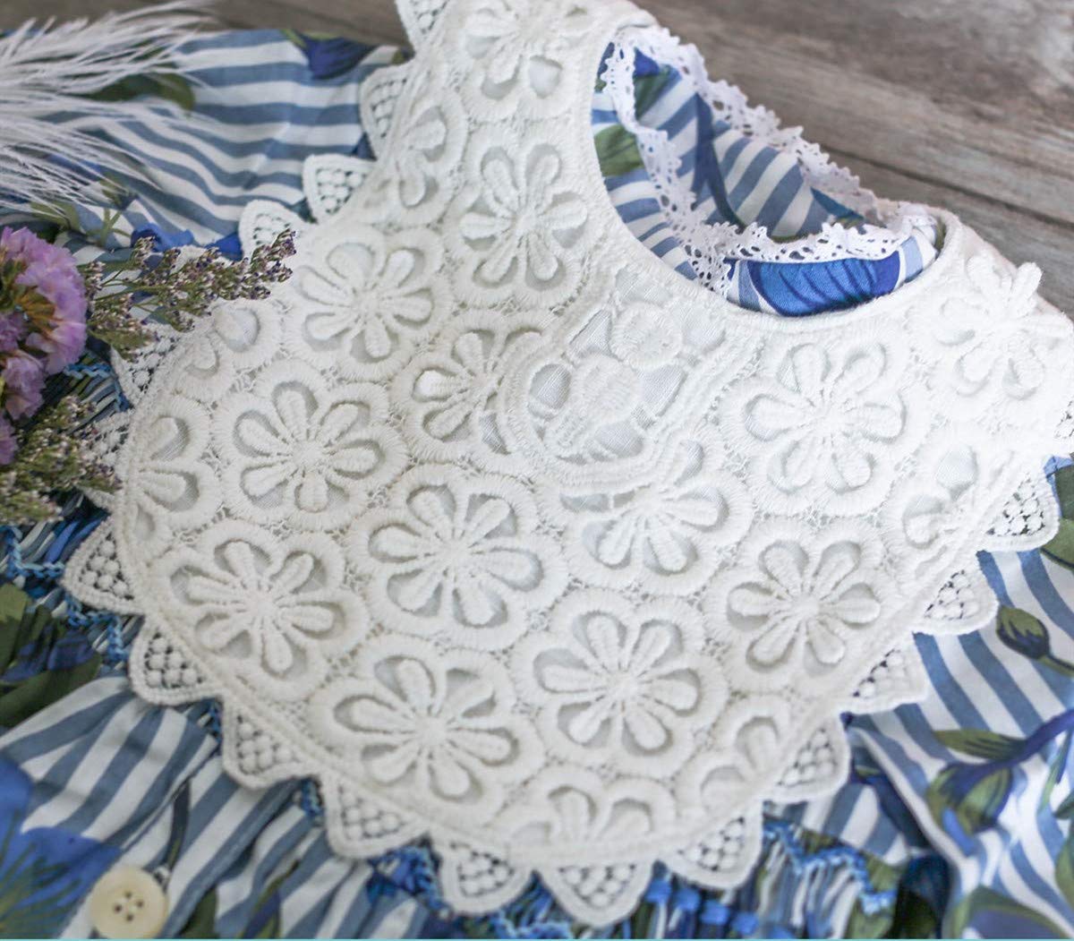 Gzmm Baby Bib For Girls,Soft Lace Baby Drool Bib 0-12 Months 2 Pack