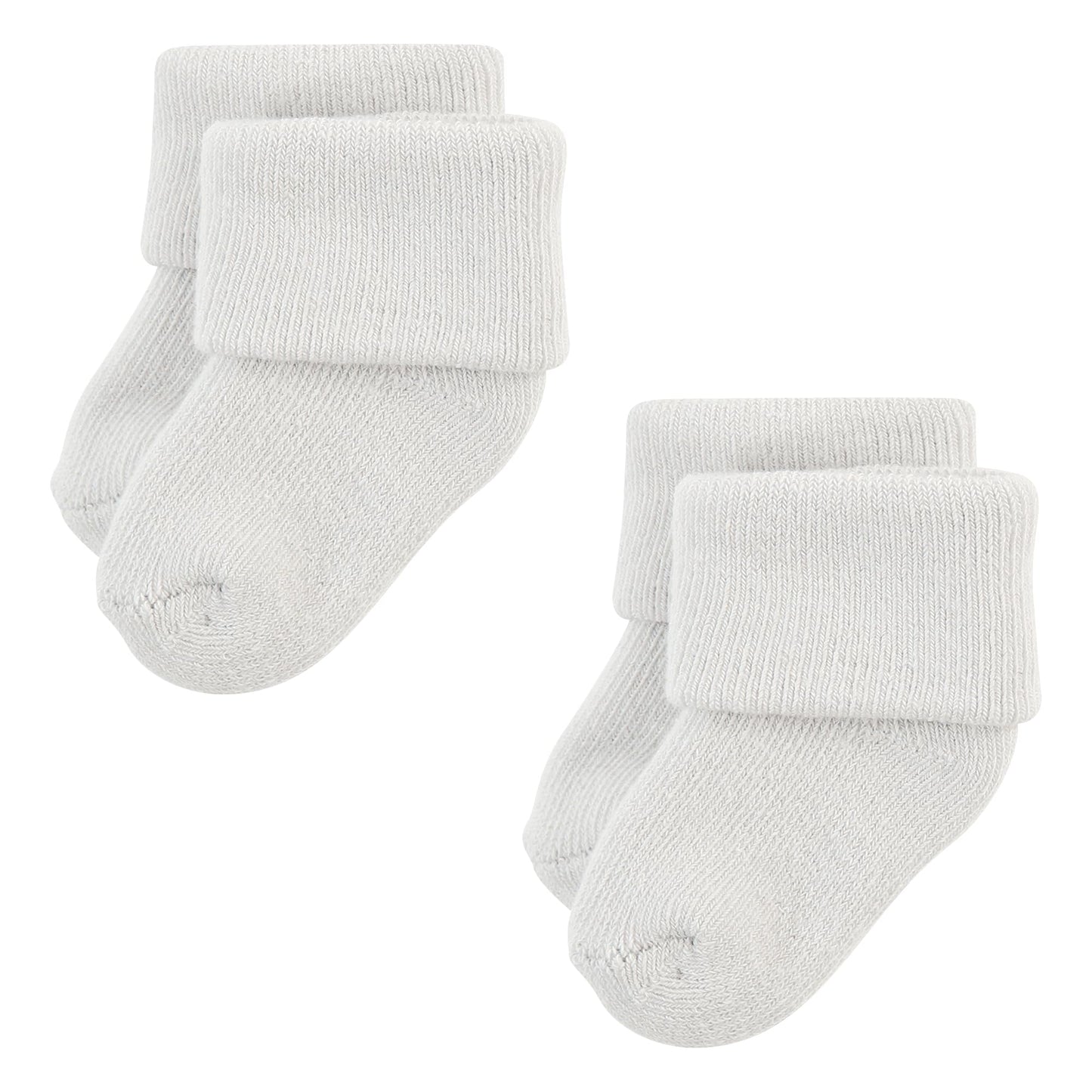 Hudson Baby Unisex Baby Cotton Rich Newborn And Terry Socks, Solid Gray White, 6-12 Months
