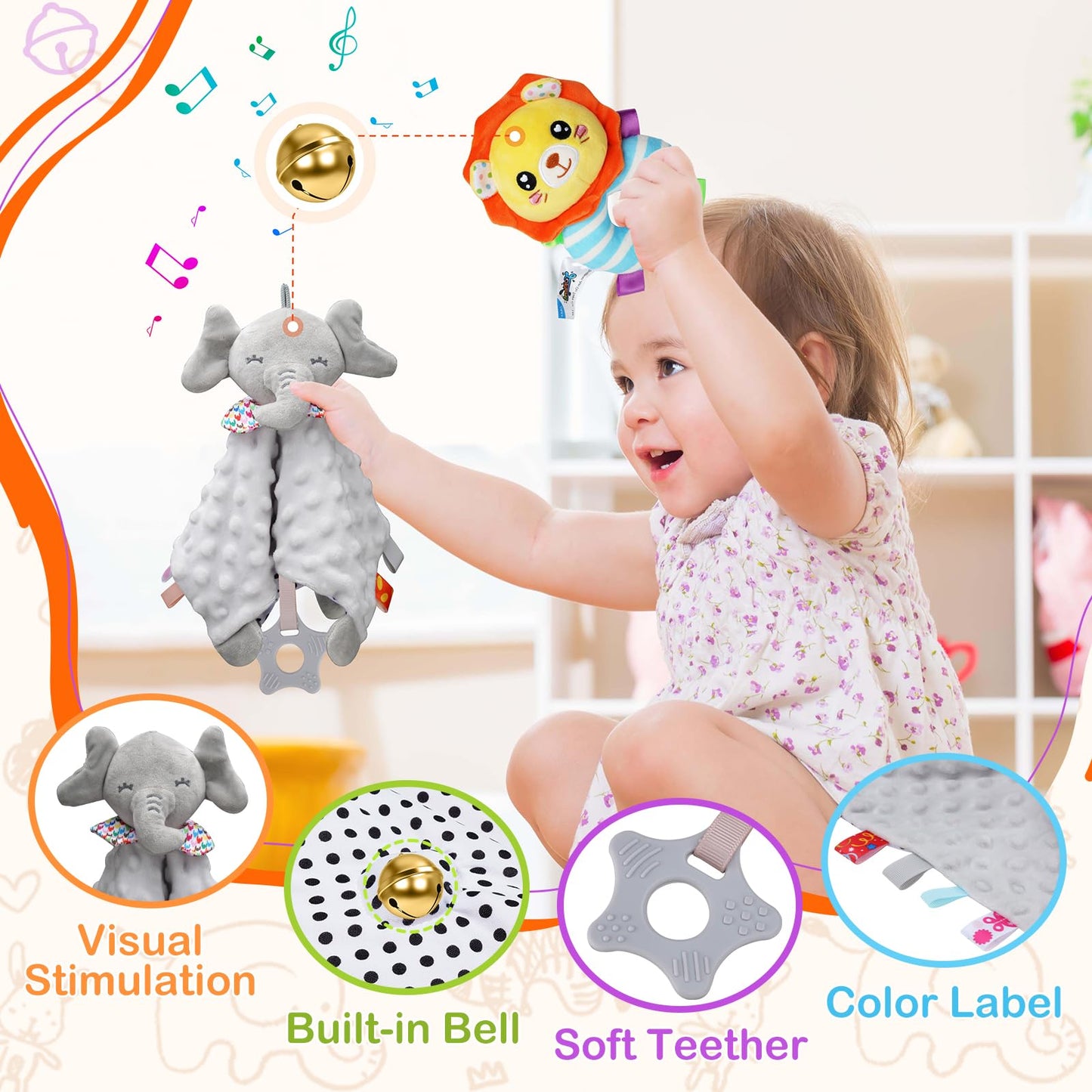 Newborn Baby Gift Basket, 10 Pcs Welcome New Baby Gift Baskets For Baby Boys Baby Girls, Quality & Cute & Funny Neutral Baby Ess