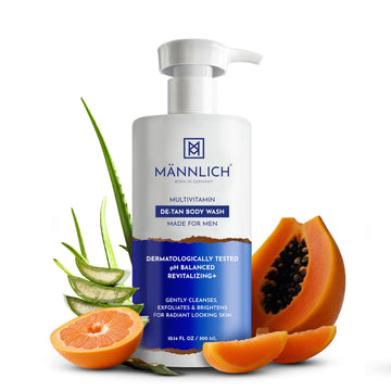 Mannlich De-Tan & Detox Body Wash (300 Ml) | 2% Kojic Acid Body Wash For Pigmentation, Tan Removal, Deep Cleansing & Brightening