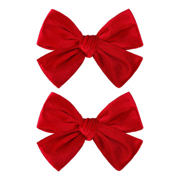 Velvet Hair Bows Alligator Clips For Girls Red Bow Clip For Hair Bowknot Alligator Barrettes Baby Girls Hair Accessories Red Bow