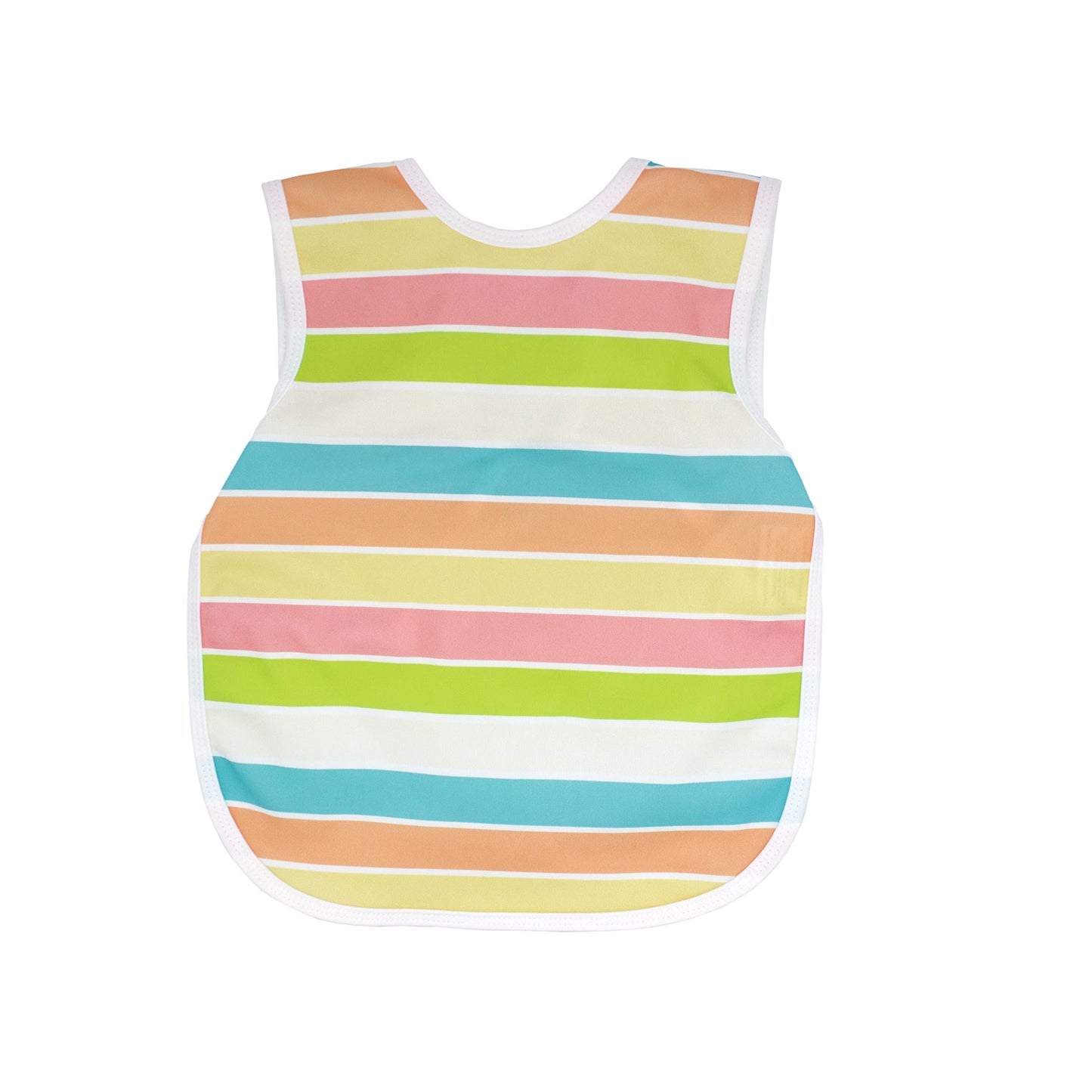 Bapronbaby Rainbow Stripes Bapron - No Neck Tie Safer Bib For Baby & Toddler - Soft Waterproof Stain Resistant - Machine Washabl