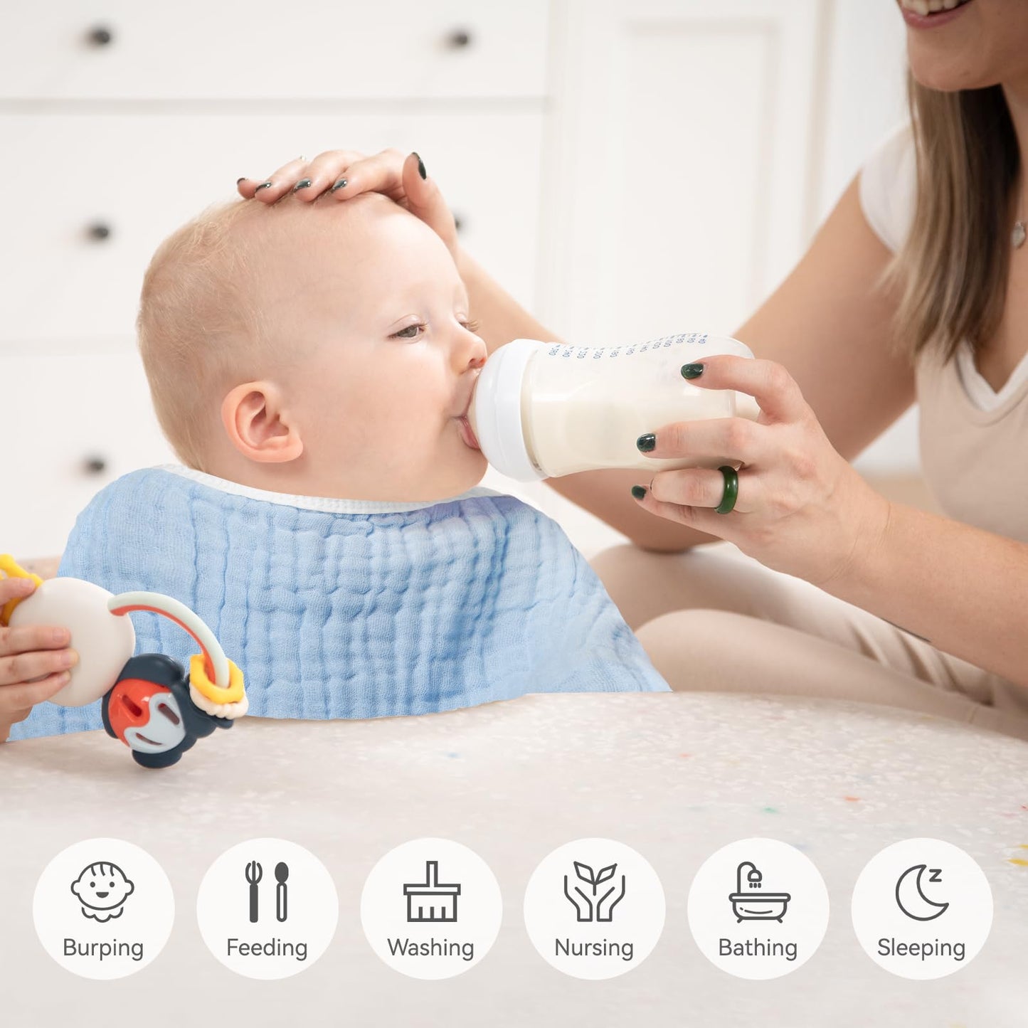 Synrroe Muslin Burp Cloths Large 20 By 10 Inches 100% Cotton 6 Layers Extra Absorbent And Soft 4 Pack Blue