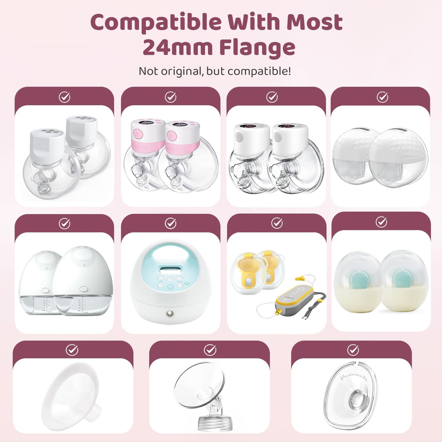 Flange Sizing Kit With 10Pcs Flange Inserts 13/15/17/19/21Mm And Nipple Measurement Tool For Flanges, Silicone Breast Pump Flang