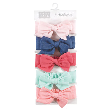 Hudson Baby Girls Infant Cotton And Synthetic Headbands, Multicolor Bow, 0-24 Months, Multicolor Bow, 1 Count Pack Of 5 Us