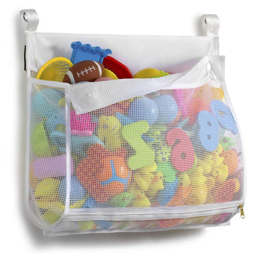 TENRAI Clever Zippered Mesh Bath Toy Organizer, Multiple Ways to Hang, Extra Large Opening Bathroom Toy Holder, Large Capacity M