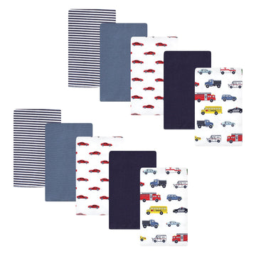 Hudson Baby Unisex Baby Cotton Flannel Burp Cloths, Going Places 10 Pack, One Size