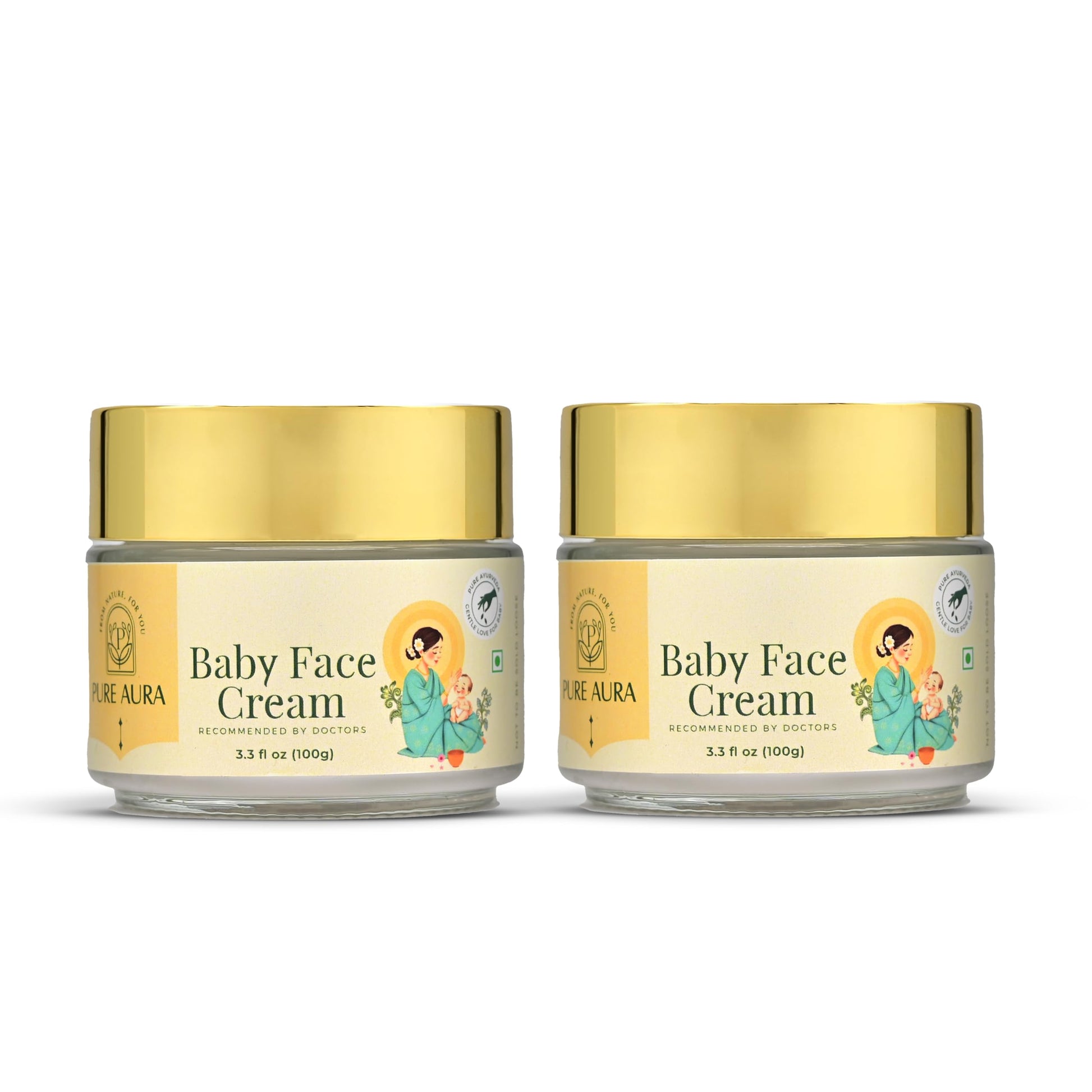 Pure Aura Baby Face Cream 100Gm (Pack Of 2) | Ayurvedic & Organic Face Cream For Kids | Infused With Shea Butter & Almond Oil |C