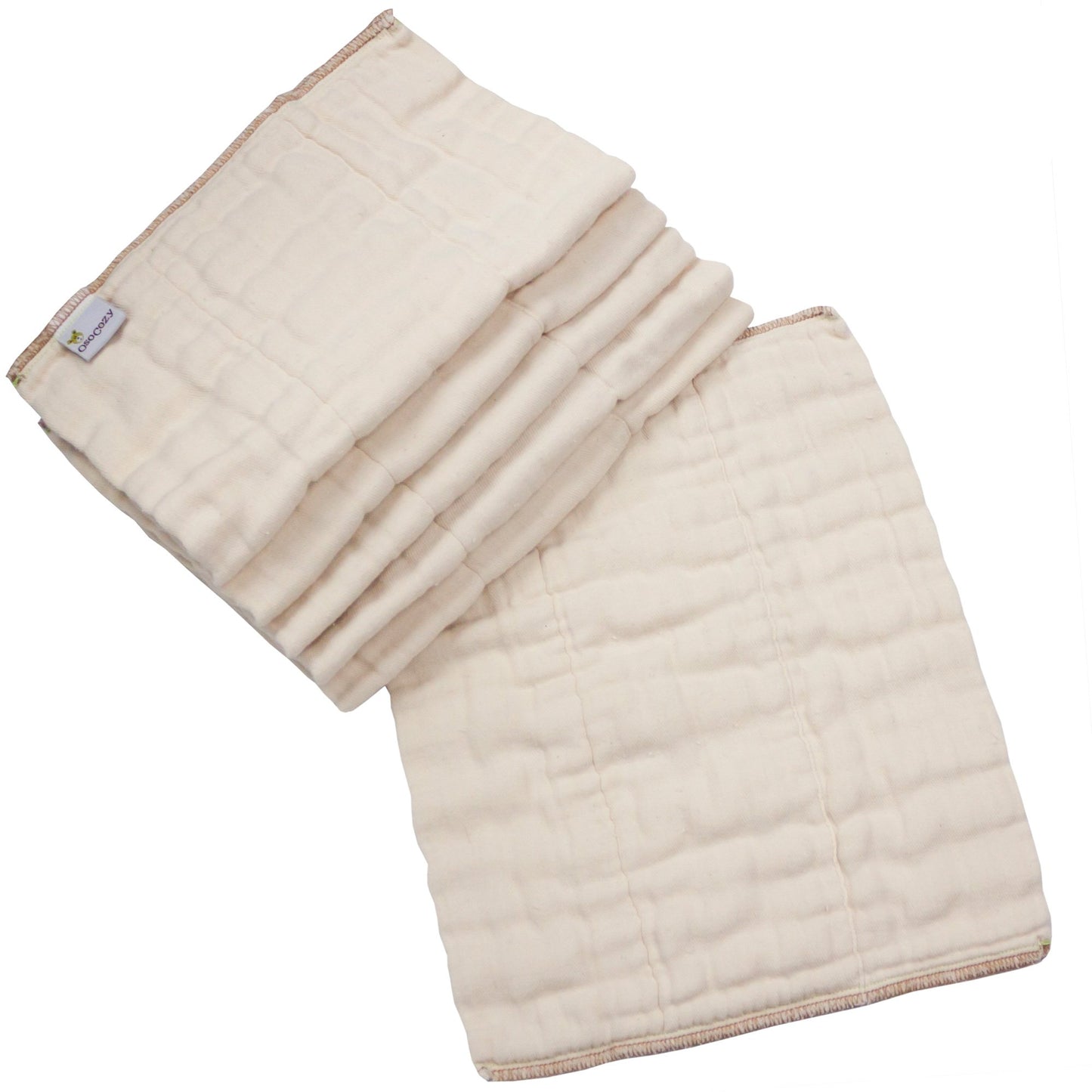 OsoCozy Organic Cotton Prefold Cloth Diapers Traditional Fit Small 4x8x4 Layering (6pk) - Super-Soft, Thick, Absorbent and Durab