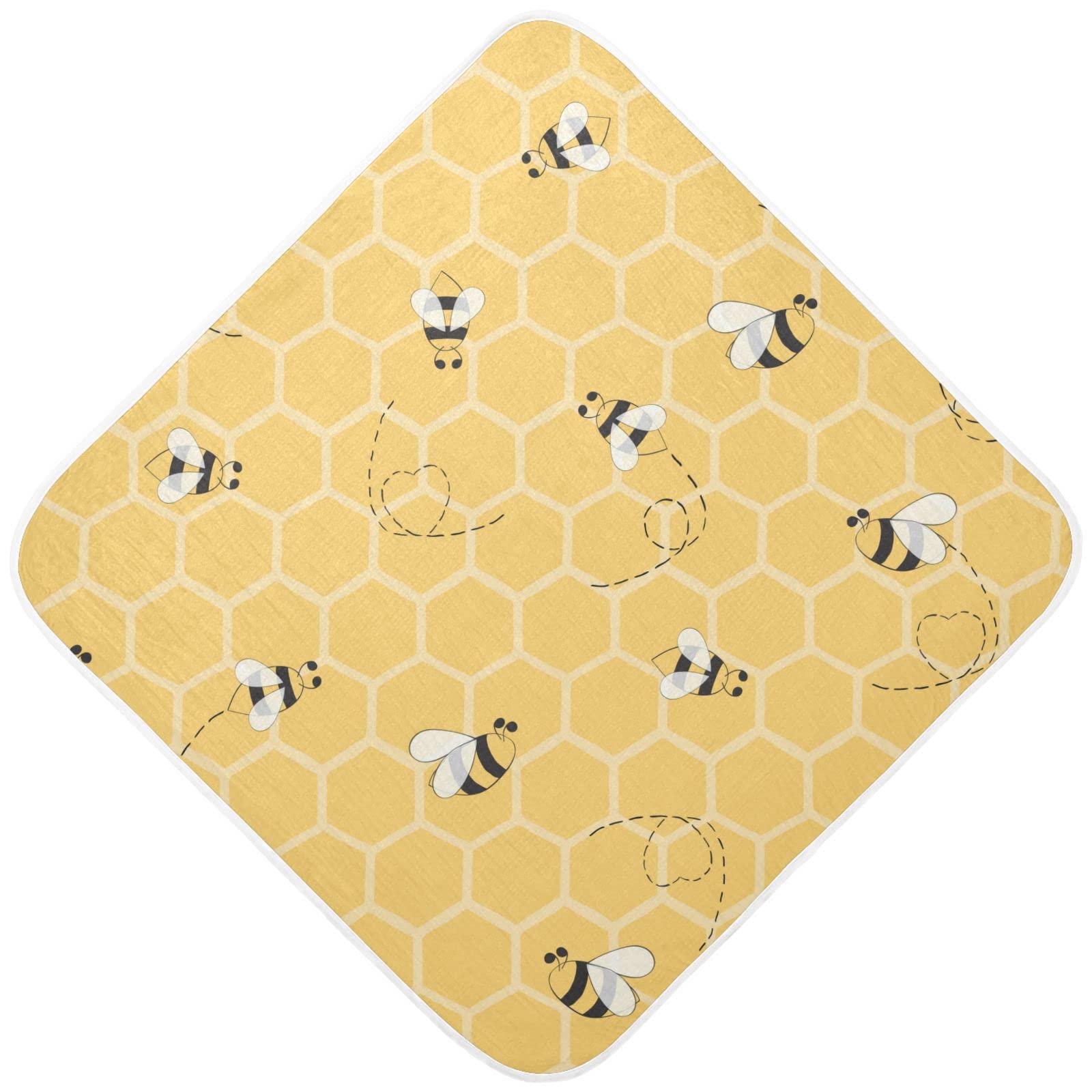 Ceiurey Honey Bees Baby Boys Girls Bath Towel Yellow Bumblebee Beehive Hooded Towels Newborn Toddlers Organic Cotton Washcloths 
