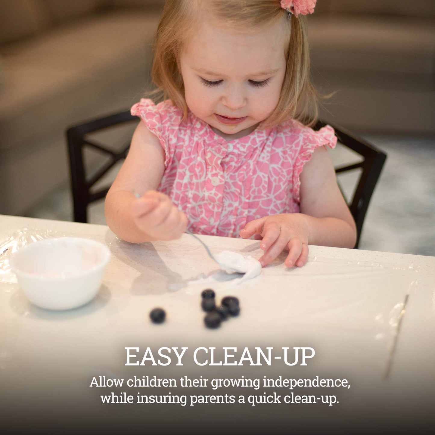 Clear Disposable Placemats For Baby, Toddler, Kids, Adults - Sticky Transparent Table Mat - Adhesive Table Topper Solutions For