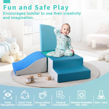 Todiby 4-Pieces Climbing Toys For Toddlers: Pu Leather - Soft Play Climbing For Toddlers - Foam Climbing Blocks For Crawling And