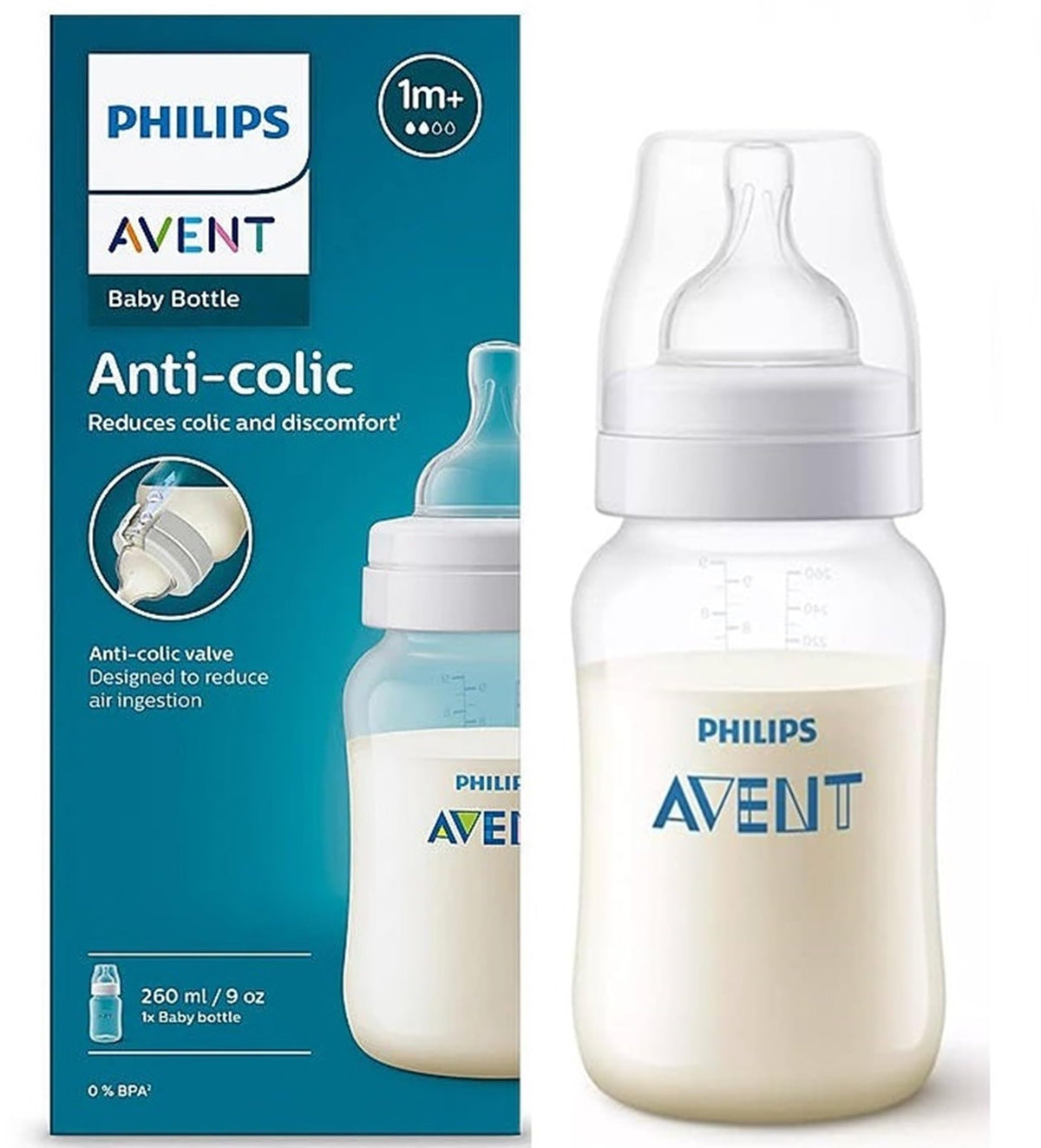 Philips Avent Anti  Colic Baby Plastic Feeding Bottles| 9 Oz / 260 Ml  Pack Of 1 | Scy103/10