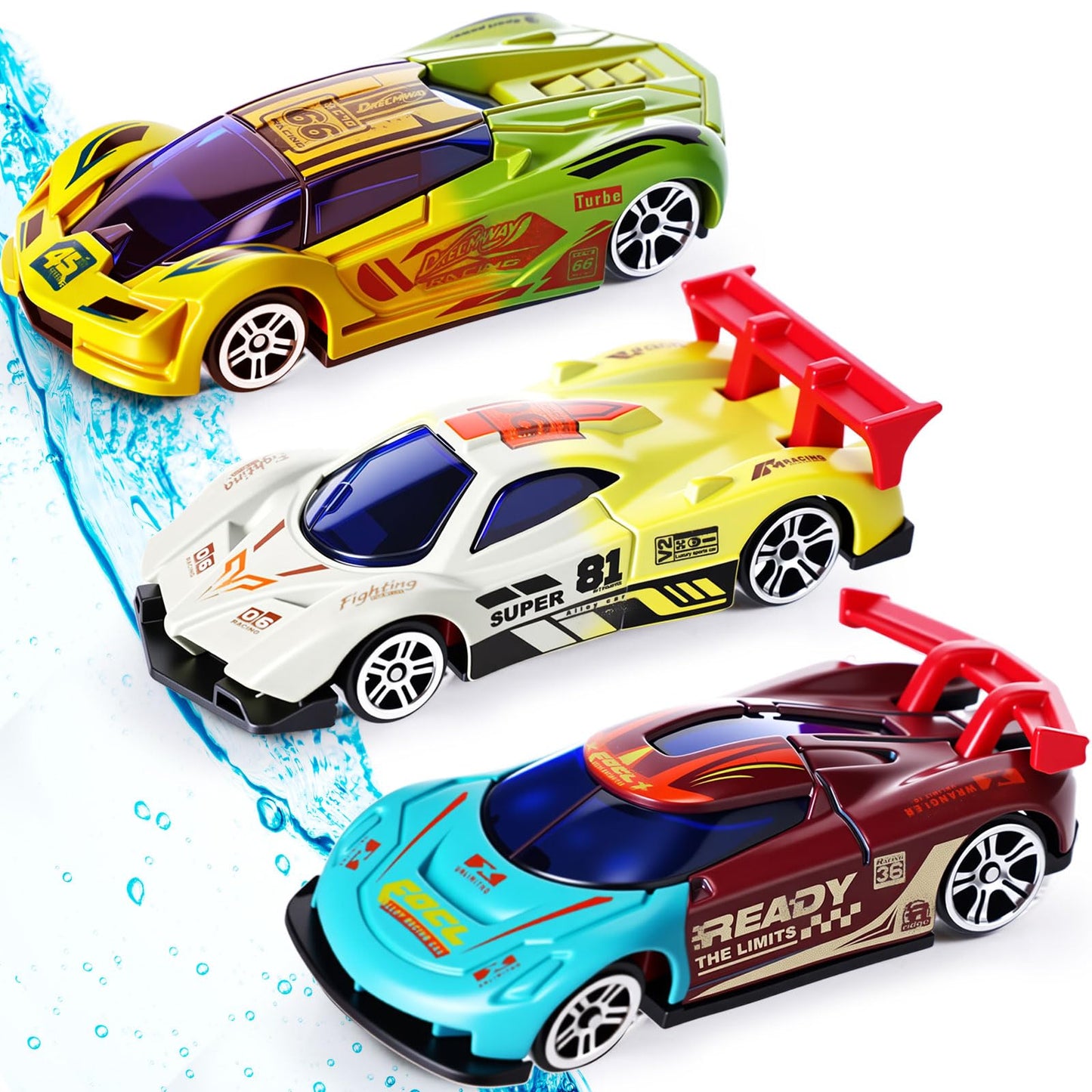HyDren 3 Pcs Color Change Cars Toy Vehicles in Water Color Changing Bath Toys Car Goodie Bags Fillers Funny Gift for Kids Toddle