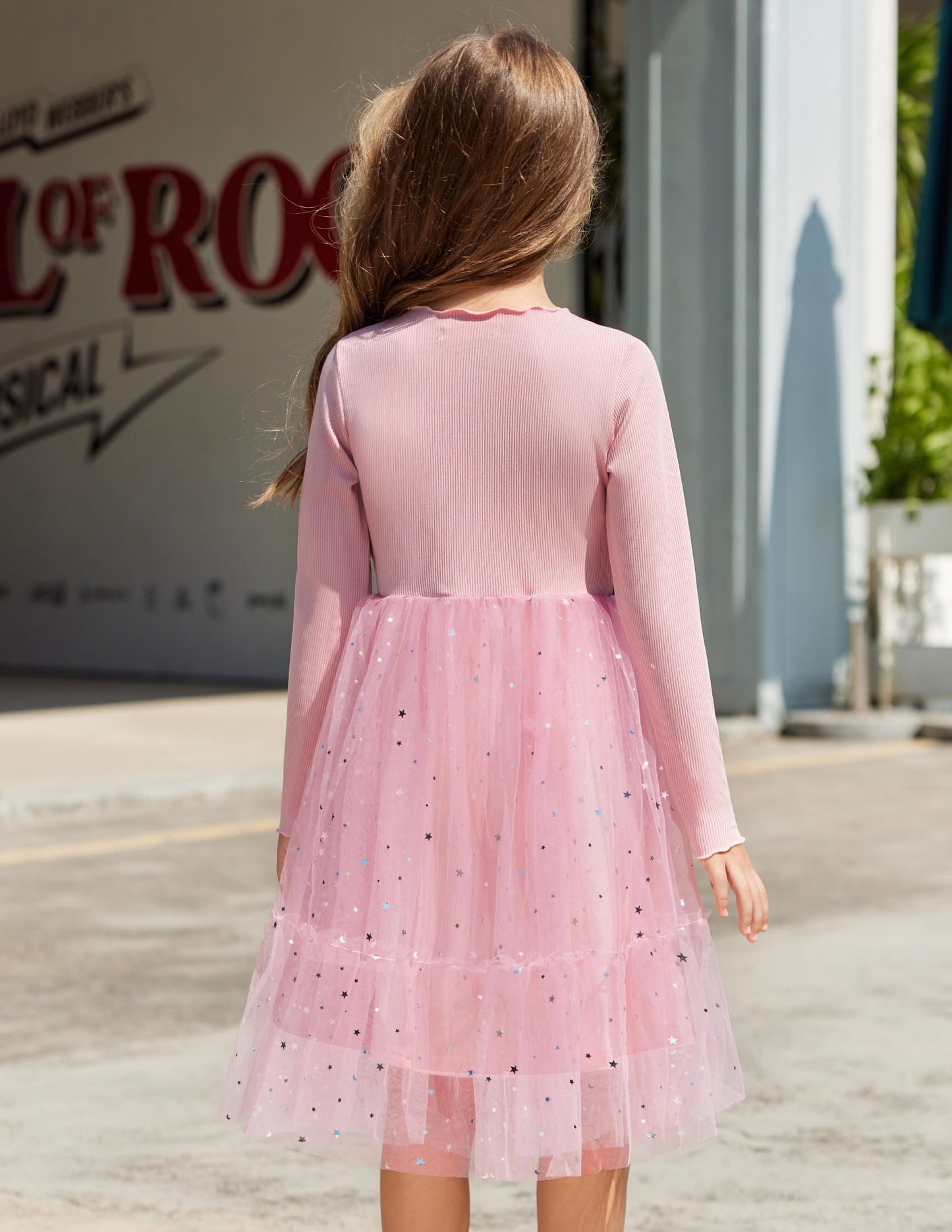 Arshiner Toddler Tutu Dress Long Sleeve Cute Pink Valentine Party Winter Ribbed Knit Princess Dress