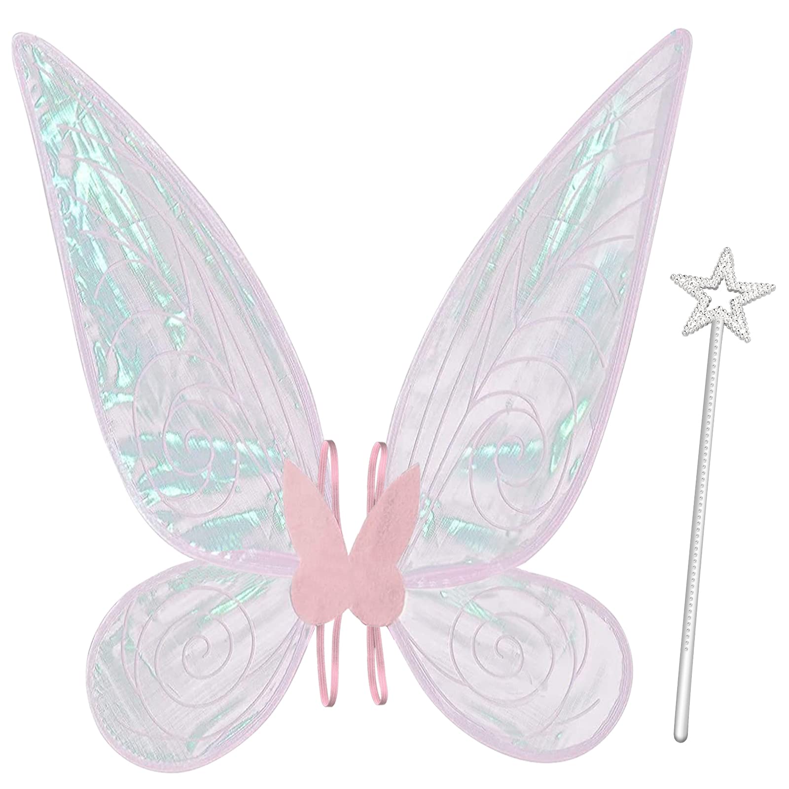 Quescu Fairy Wings For Adults,Butterfly Wings For Girls,Angel Wings,Fairy Costume For Women Halloween Dress Up Party Favor (Pink