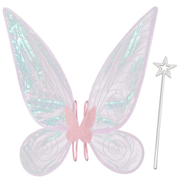 Quescu Fairy Wings For Adults,Butterfly Wings For Girls,Angel Wings,Fairy Costume For Women Halloween Dress Up Party Favor (Pink
