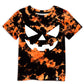 Halloween Girls Orange Tie Dye Pumpkin Face Jack O' Lantern Tee Round Neck Funny Tshirt 12 Years