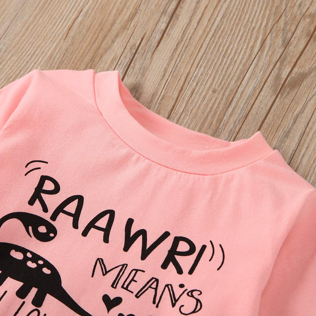 Boutikome Toddler Baby Girls Clothes Sets Little Girl Dinosaur Long Sleeve Shirts Tops + Pants 2Pcs Fall Winter Outfits(Pink,3T)