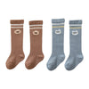 Syga 2 Pairs Baby Socks Set Long Length Cotton With Bear Design For Ages 01 Year (Dark Blue, Brown)