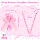 Xunyee 36 Pcs Baby Shower Necklace Gender Reveal Cute Feet Acrylic Pacifiers Necklaces For Baby Shower Funny Pacifiers Party Fav