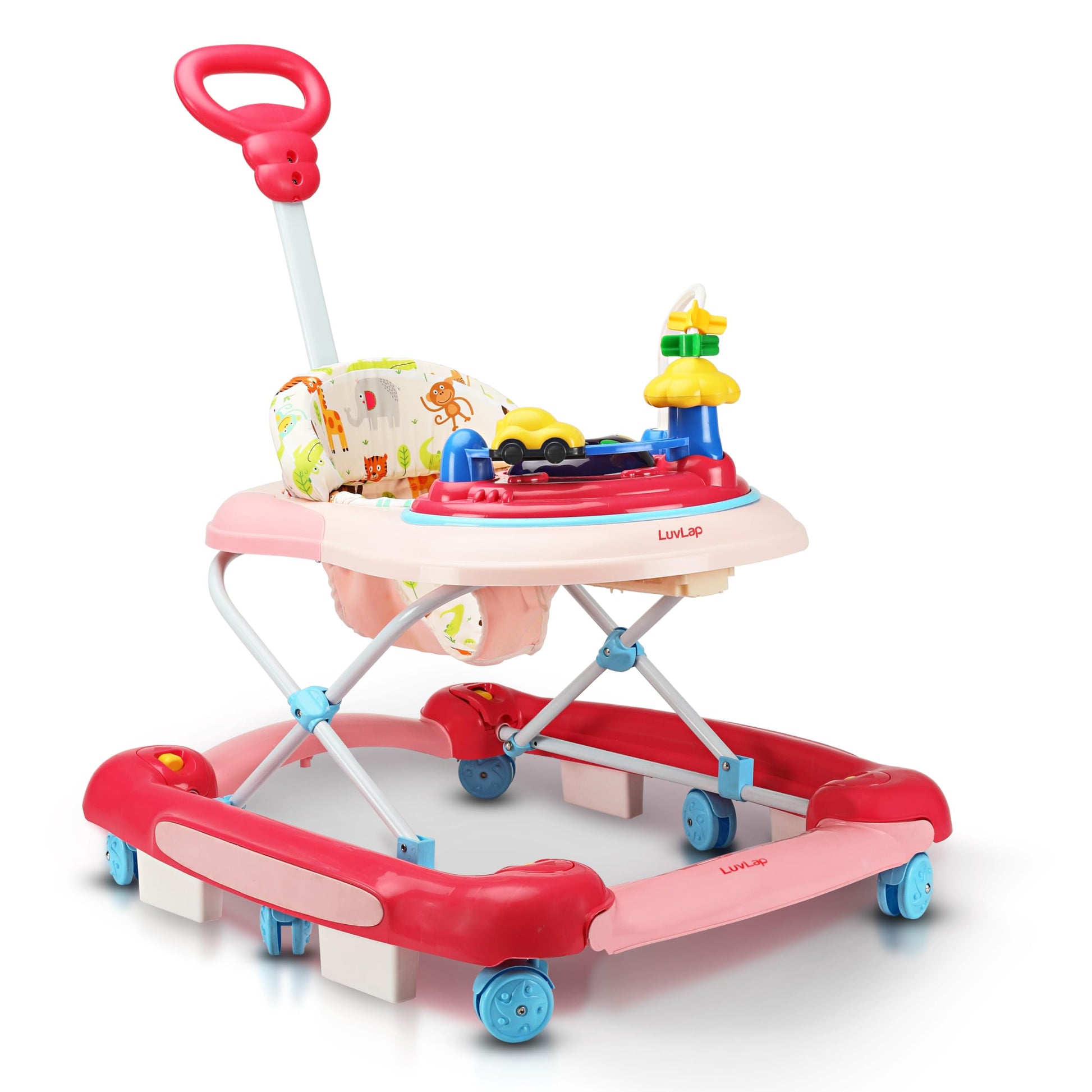 Luvlap Comfy 2In1 Baby Walker & Rocker With Parental Push Handle, Anti Fall, Anti Skid Mechanism, Height Adjustable With Light