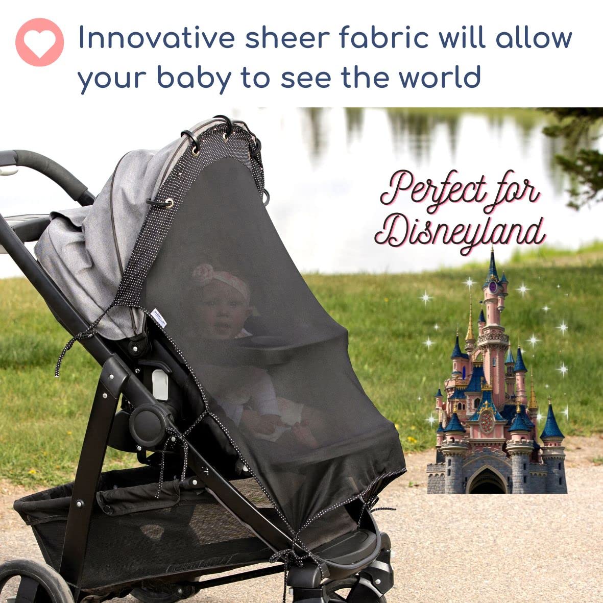 Stroller Sun Shade (Xl Original) - Universal Adjustable Spf 30+ Sunshade With See Through, Strollers Canopy Stroller Shade Exten