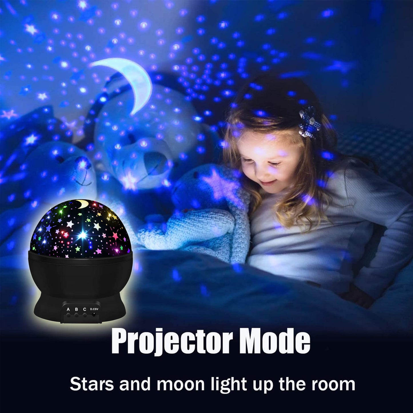 Night Light for Kids,Kids Night Lights,Star Night Light Projector,Star Projector 360 Degree Rotation - 4 LED Bulbs 16 Light Colo