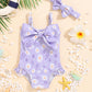 Mioglrie Toddler Baby 3T Swimsuit Girl 4T Bathing Suit Girls One Piece Swimwear Purple Floral Infant Summer Beach Swim Suit