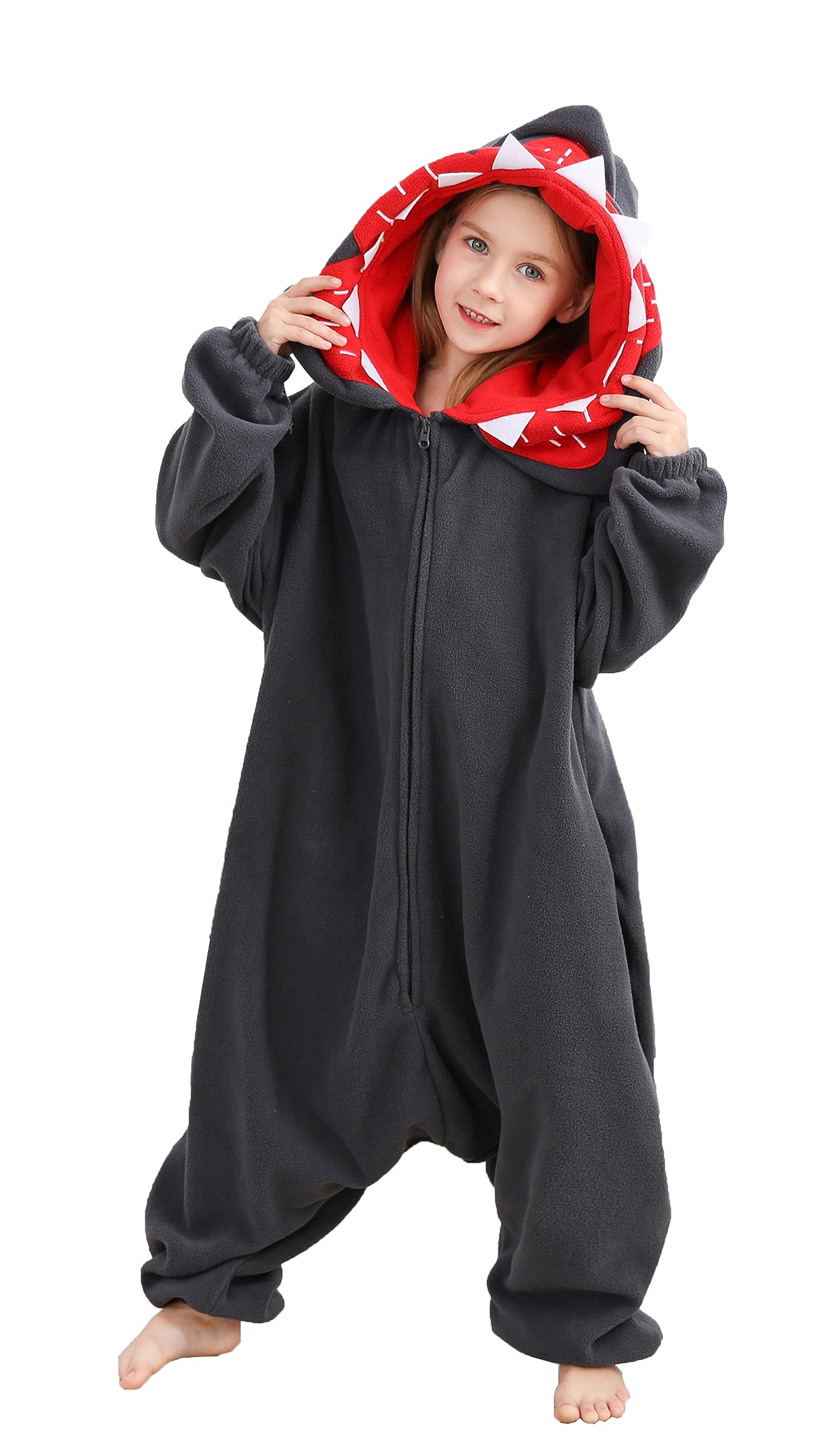 Atoz Onesie For Kids, Animal Pajamas Halloween Cosplay Costume For Girls Boys, Grey 4-5T