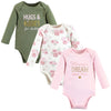Hudson Baby Unisex Baby Cotton Long-Sleeve Bodysuits, Mom Dad Floral, 9-12 Months