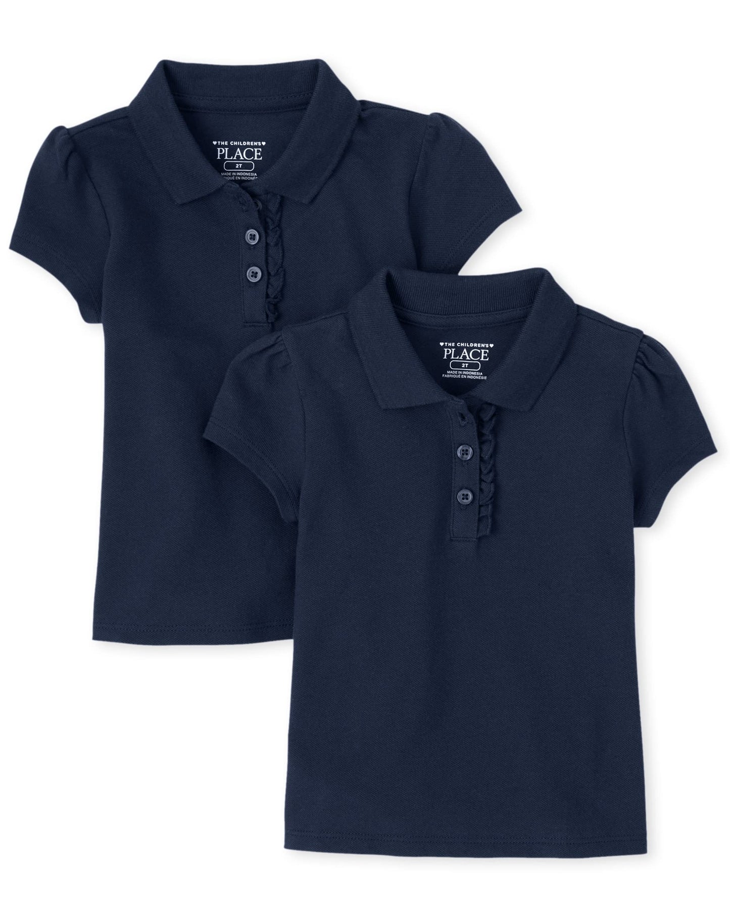 The Children'S Place Baby Girls And Toddler Girls Short Sleeve Ruffle Pique Polo, Tidal, 3T