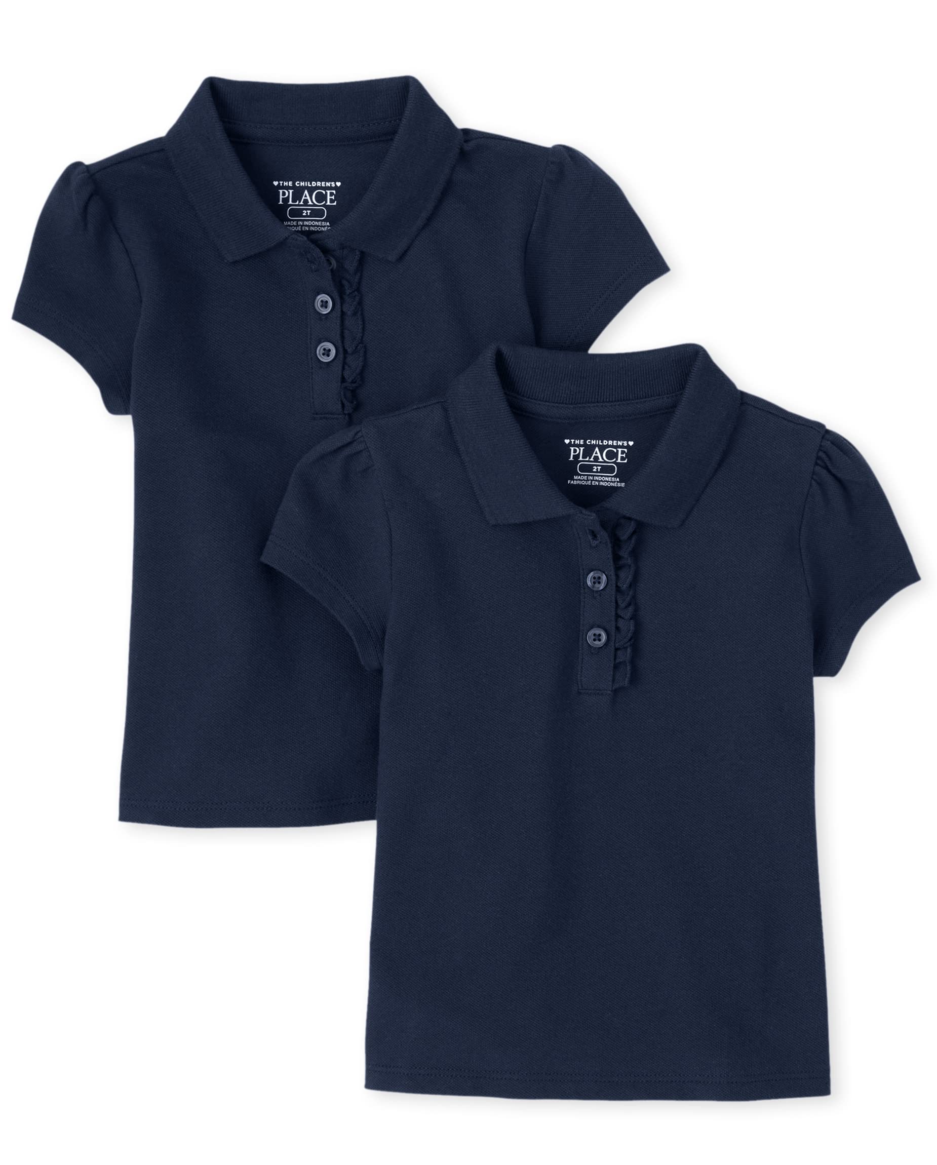 The Children'S Place Baby Girls And Toddler Girls Short Sleeve Ruffle Pique Polo, Tidal, 3T