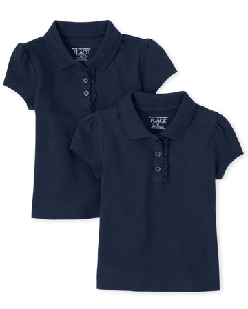 The Children'S Place Baby Girls And Toddler Girls Short Sleeve Ruffle Pique Polo, Tidal, 3T