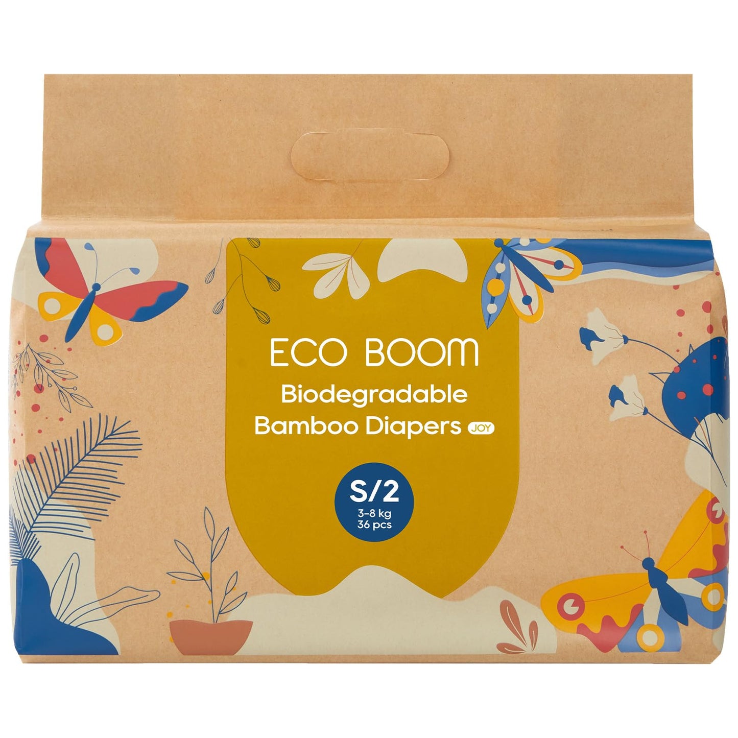 Eco Boom Size 2 Diapers, Bamboo Viscose Diapers, Sustainable, Paper Packaging