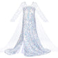 Luxury White Princess Dress Costumes With Shining Long Cape Girls Birthday Party 3T 4T