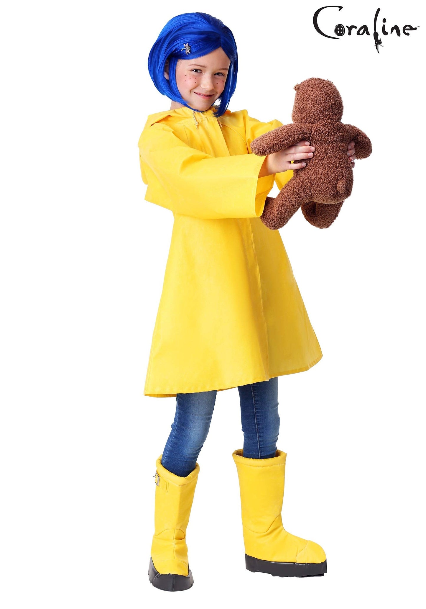 Fun Costumes Coraline For Kids, Girls Coraline Storybook Yellow Rain Jacket Medium