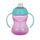 Nuby 3 Piece No-Spill Grip N Sip Cup With Silicone Soft Flex Spout, 2 Handle With Clik It Lock Feature, Girl,10 Ounce